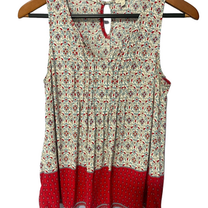 Floral Sleeveless Top - size medium | En Crème Red and Cream